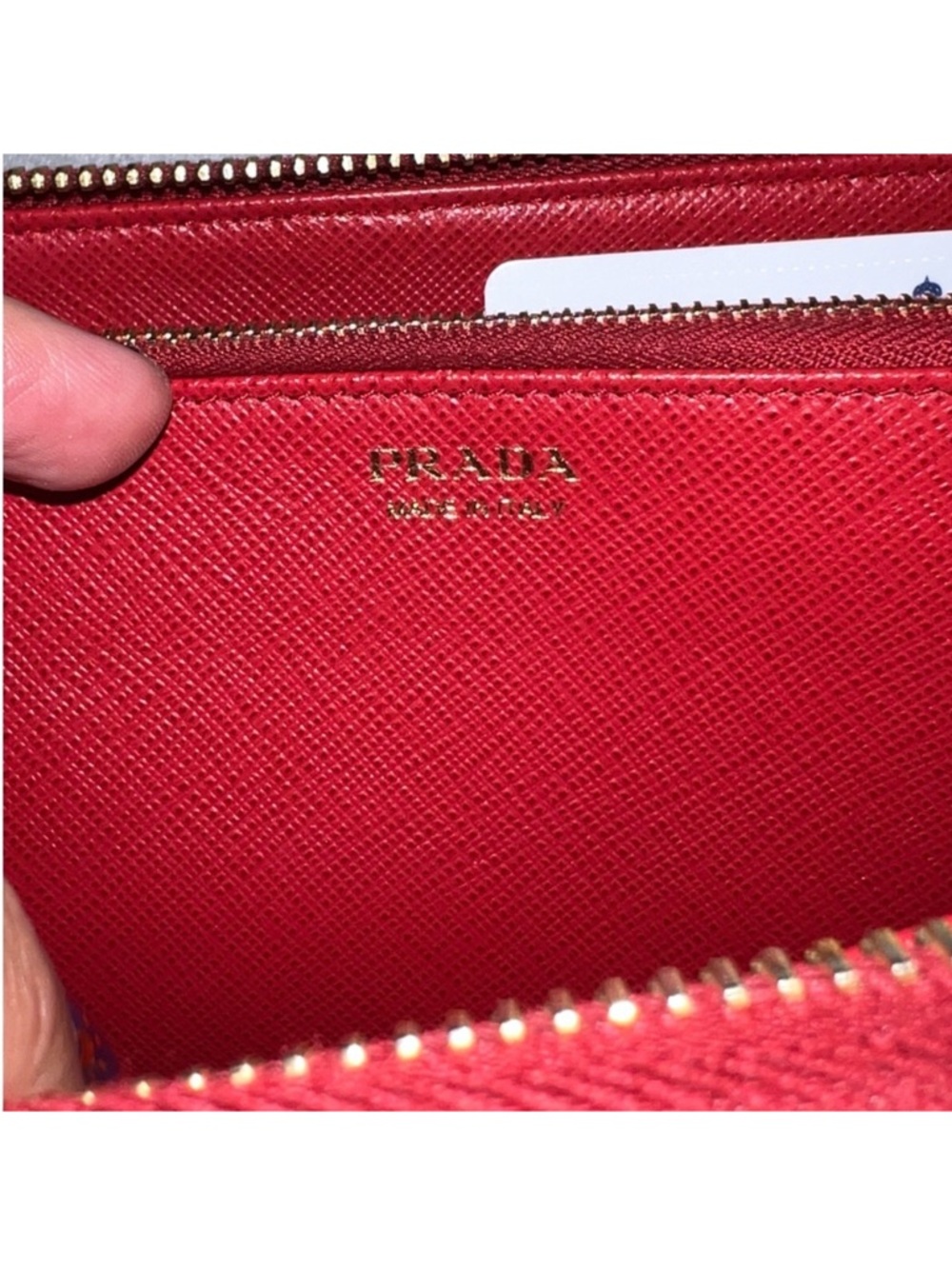 Prada Saffiano Shine Zip Around Wallet in Red - Picture 6 of 10